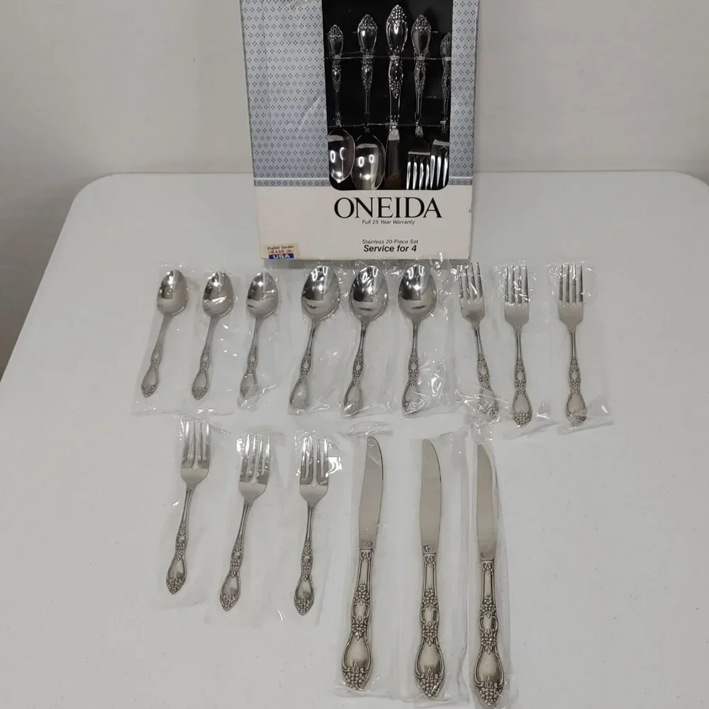 Oneida English Garden Stainless 20 Piece Flatware Set Service For 4 (Vintage...